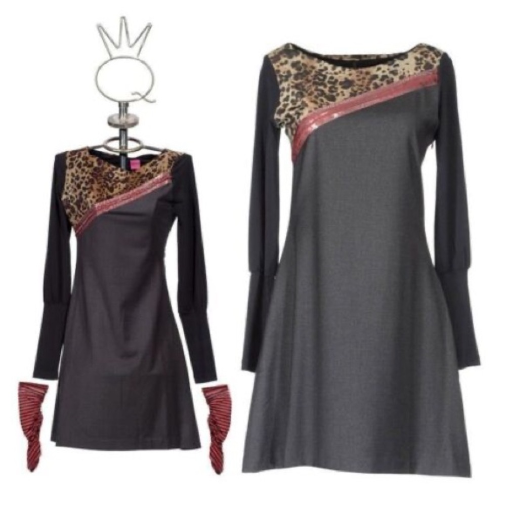 Save The Queen Leopard Print Mixed Media Long Sle… - image 1